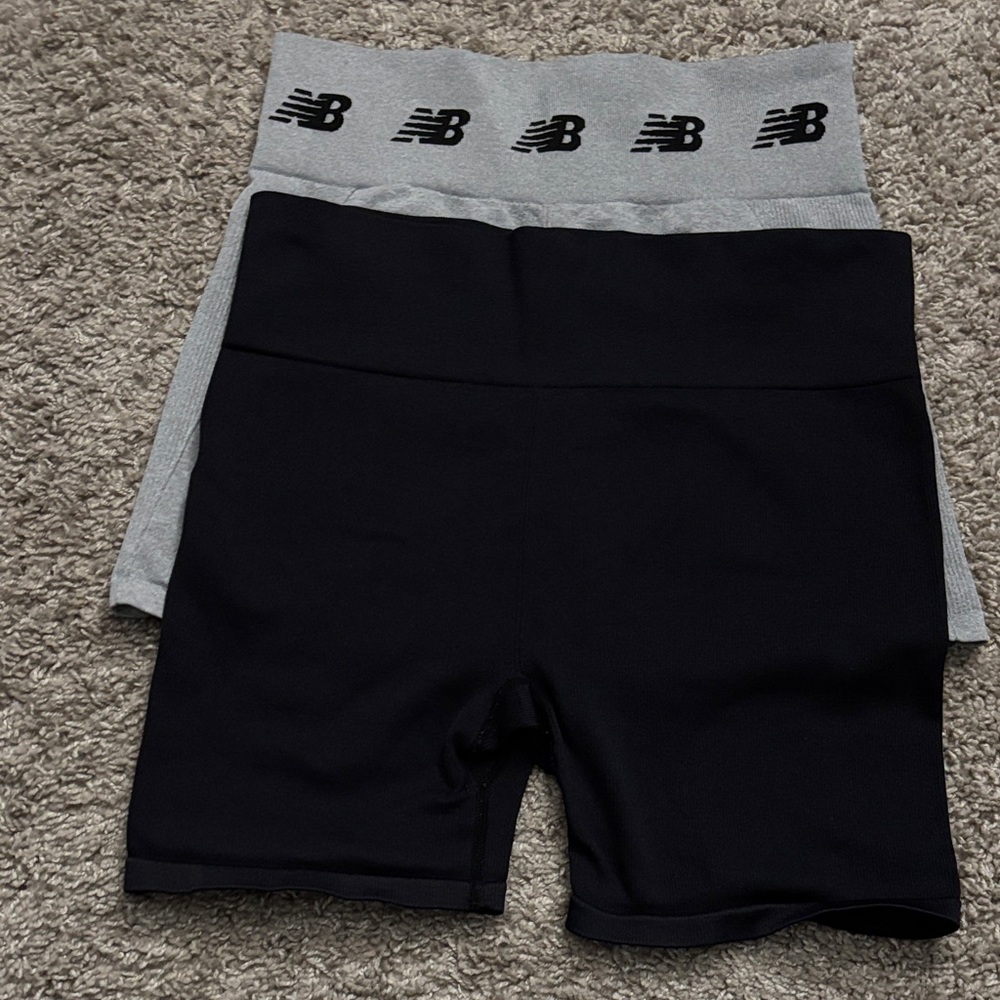 New Balance Black & Gray Biker Shorts 2/$10